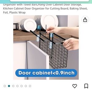 Cabinet door organizer with towel holder